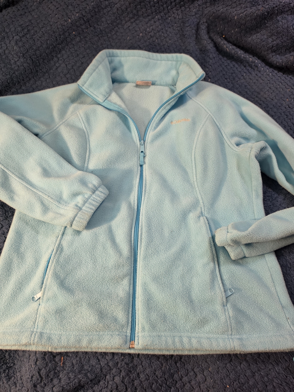 Columbia Light Blue Teddy Fleece Full-Zip Jacket